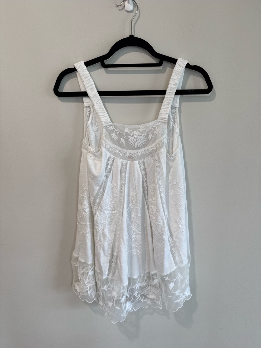 NEW Free People White Embroidered Flowy Tank Top